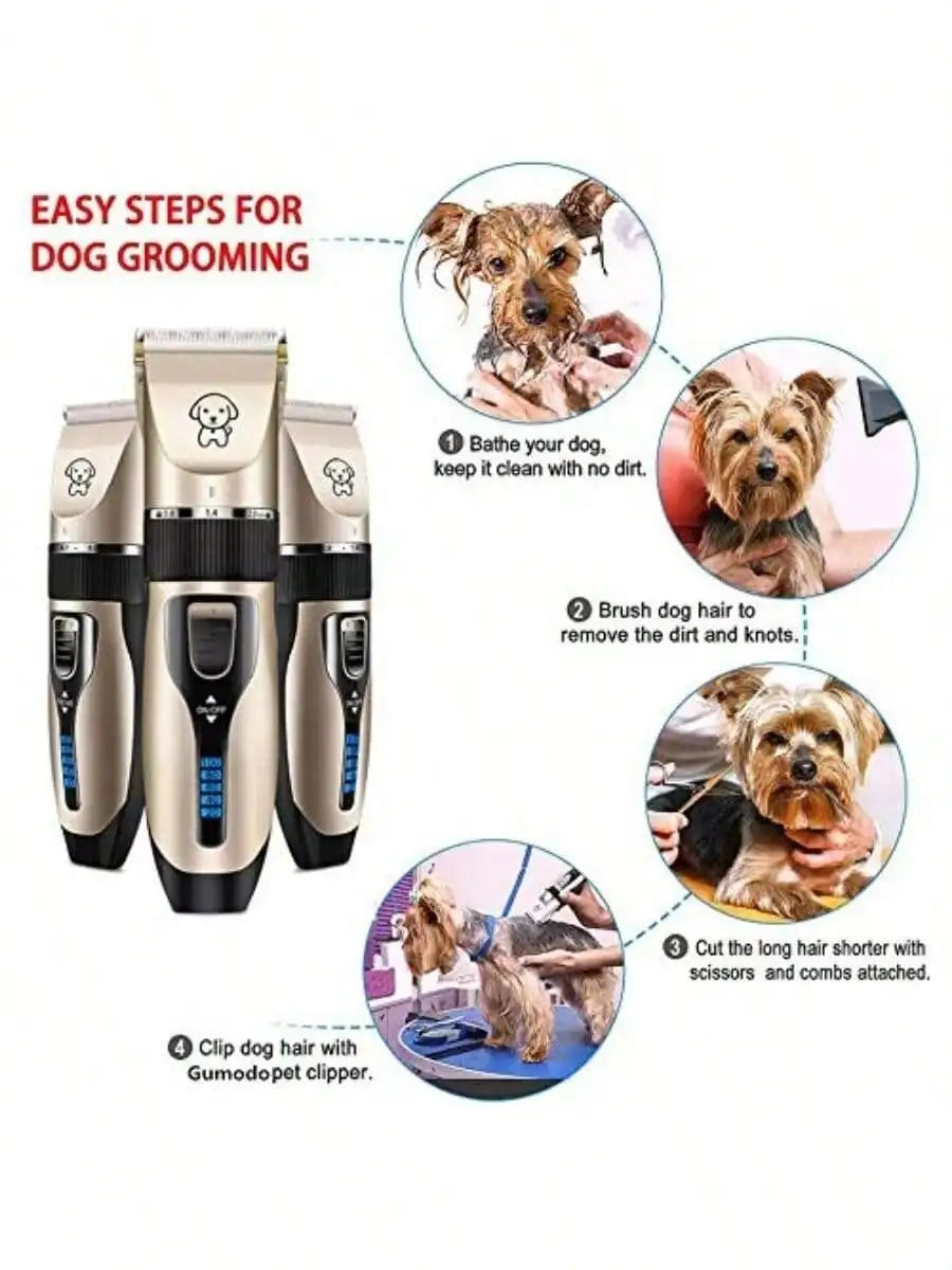 Professional USB Dog Clippers Low Noise Rechargeable Pet Trimmers Cordless Pet Grooming Kit Electric Pet Hair Clippers Dog Shavers With LED Display Nail Kits Replacement Blade