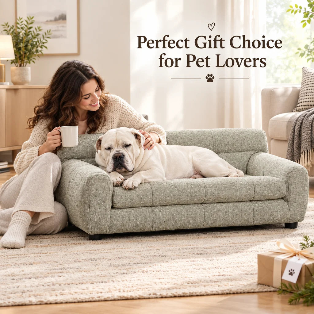 Pet Sofa with Backrest and Armrests, Short Legs, Stable Dog Recliner, Breathable Pet Furniture Suitable for Medium and Large Dogs, Modern Rectangular Pet Sofa