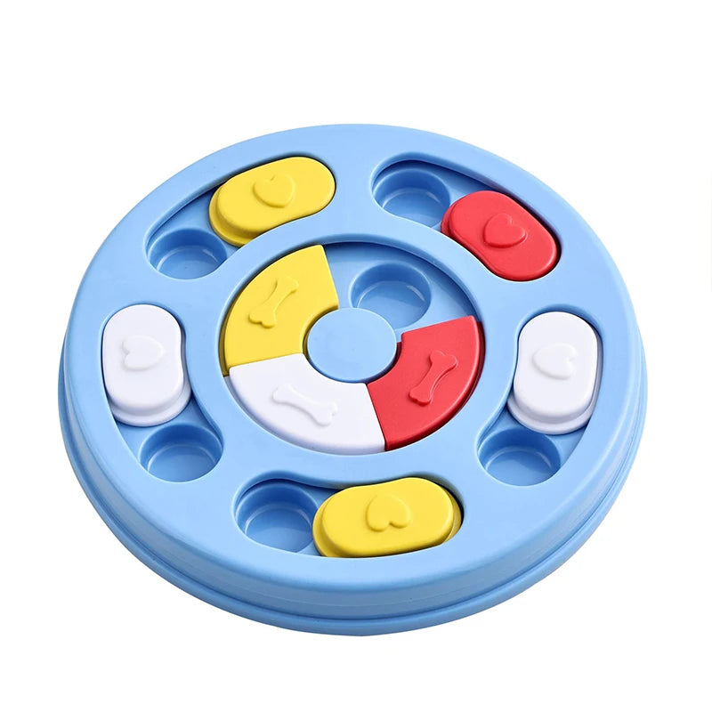 Dog Puzzle Toy Slow Feeder Bowl, Non Slip Treat Dispenser Food Safe Plastic, IQ Training Mental Stimulation Anti Choking Feeding Game For Small Medium Dogs Cats Boredom Relief