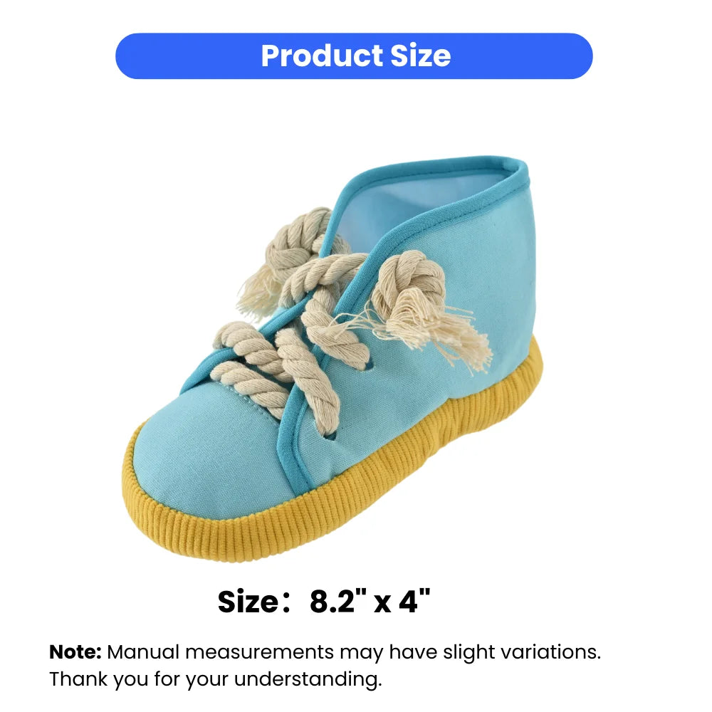 15PCS/Carton Squeaky Shoe Shaped Dog Chew Toys Canvas Cotton Rope Interactive Puppy Bite Toys 3 Colors Mixed Wholesale Pet Supplies