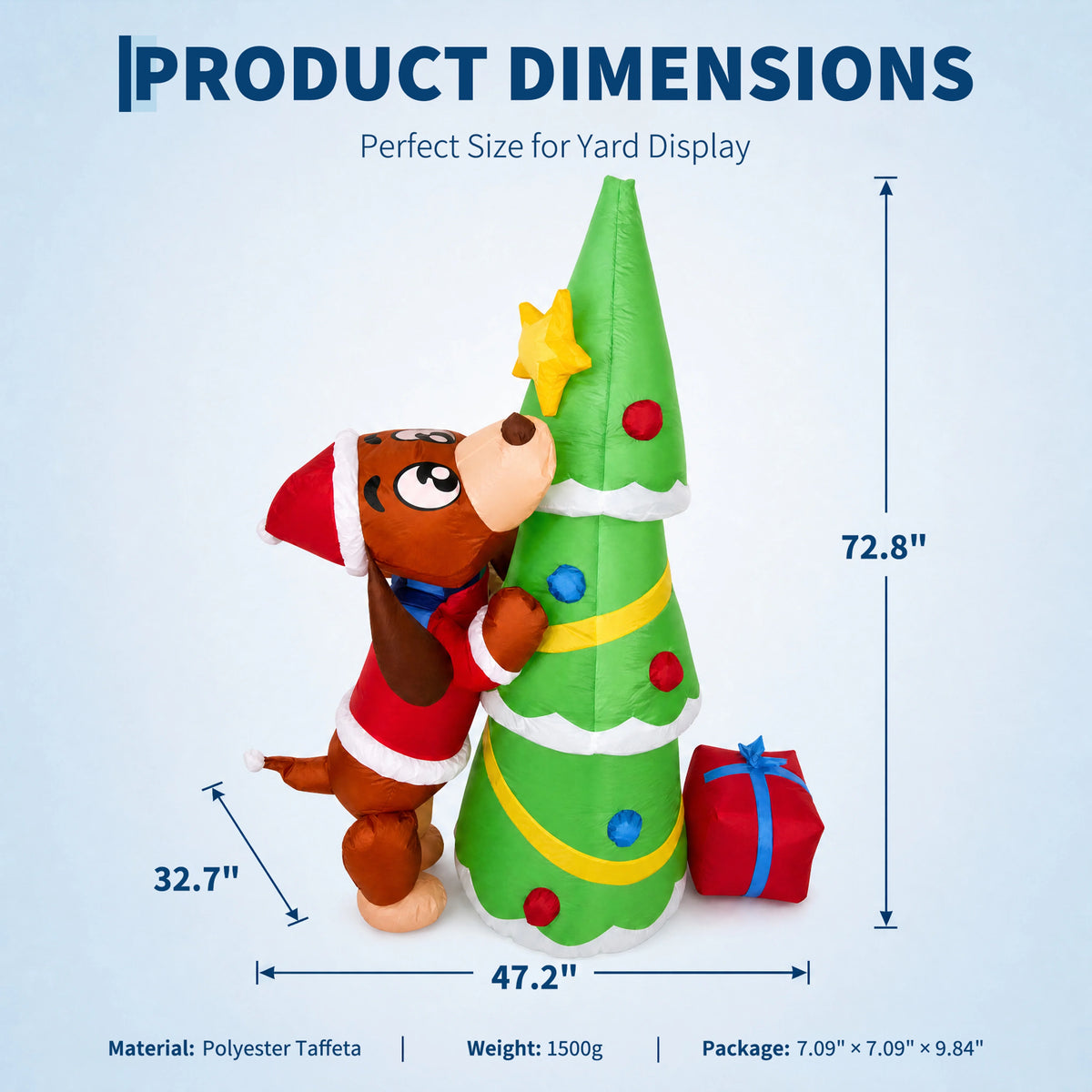 7ft 210cm Giant Inflatable Christmas Dog With Tree LED Lights Outdoor Yard Decoration Blow Up Holiday Party Lawn Prop Xmas Ornament Winter Festival Display Exterior Garden Inflatables Big Event Home Outside Landscape New Year