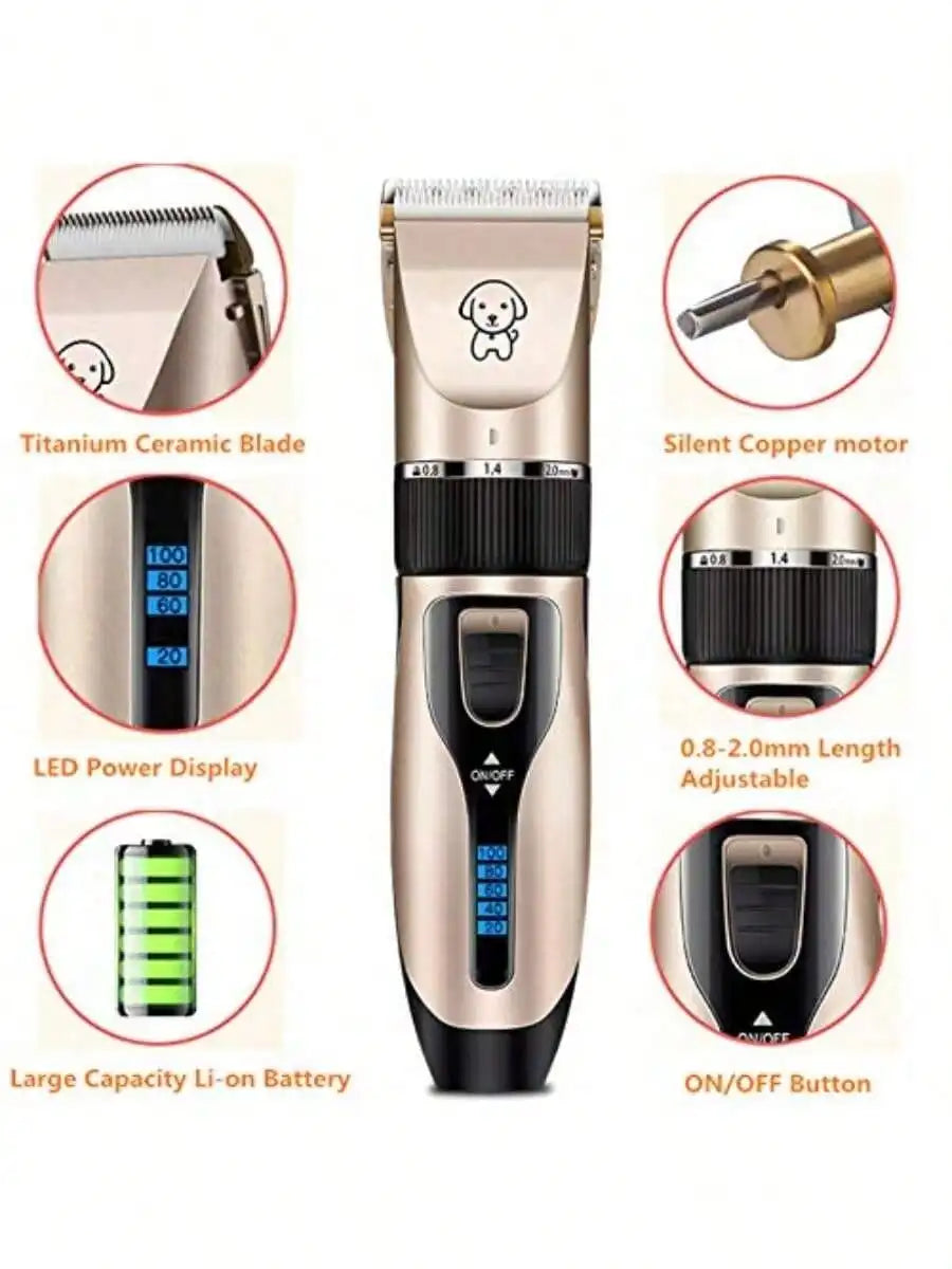 Professional USB Dog Clippers Low Noise Rechargeable Pet Trimmers Cordless Pet Grooming Kit Electric Pet Hair Clippers Dog Shavers With LED Display Nail Kits Replacement Blade