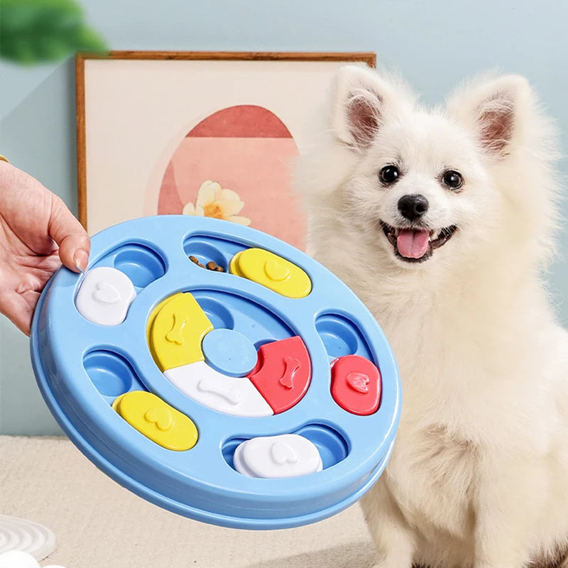 Dog Puzzle Toy Slow Feeder Bowl, Non Slip Treat Dispenser Food Safe Plastic, IQ Training Mental Stimulation Anti Choking Feeding Game For Small Medium Dogs Cats Boredom Relief