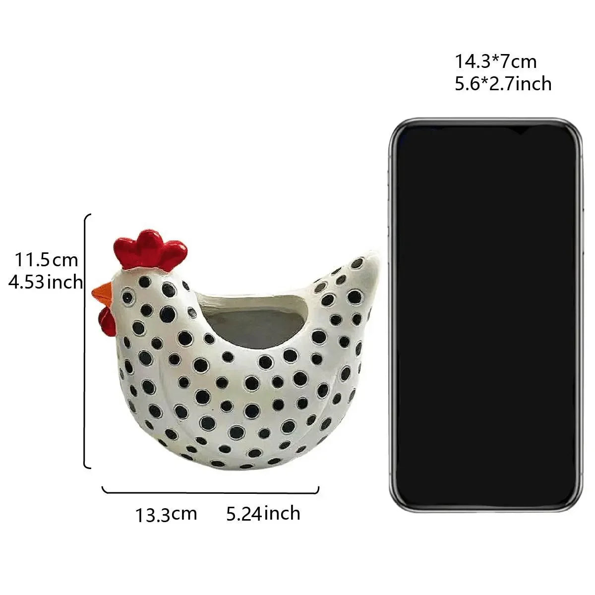 1Pc Resin Rooster Sculpture Planter, Cute Polka Dot Chicken Succulent Pot, Artistic Decor Statue Planting Container Planter Pots for Garden, Desktop, Home, Outdoor Courtyard, Terrace & Farmhouse