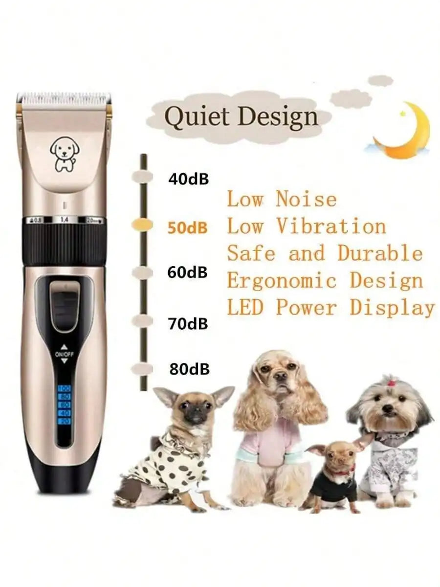 Professional USB Dog Clippers Low Noise Rechargeable Pet Trimmers Cordless Pet Grooming Kit Electric Pet Hair Clippers Dog Shavers With LED Display Nail Kits Replacement Blade
