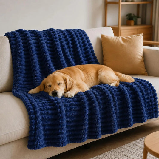 Emotional Support Blanket for Dogs, Yellow Dog Blanket (Dark Blue,27x39in)
