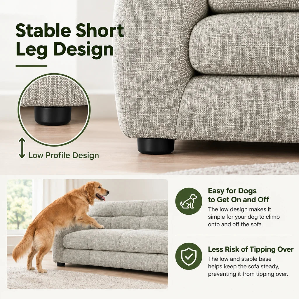 Pet Sofa with Backrest and Armrests, Short Legs, Stable Dog Recliner, Breathable Pet Furniture Suitable for Medium and Large Dogs, Modern Rectangular Pet Sofa