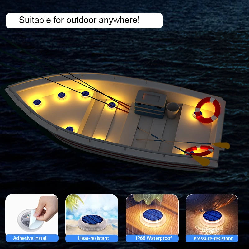 5 Years Lifespan Solar Deck Lights IP68 Waterproof Auto On/Off 5-Ton Anti-Pressure LED Step Lights for Garden Yard Solar Path Lighting
