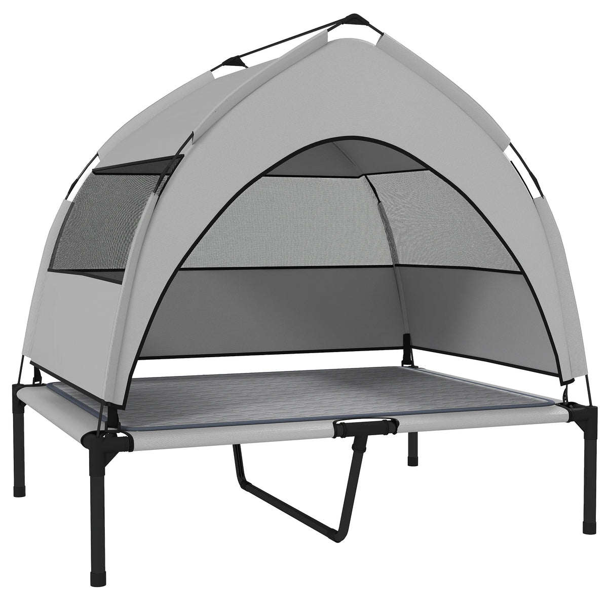 Portable Elevated Dog Bed with Removable Canopy Cooling Pad Storage Bag 36 X 29.5 X 35 Pet Cot for Outdoor Use