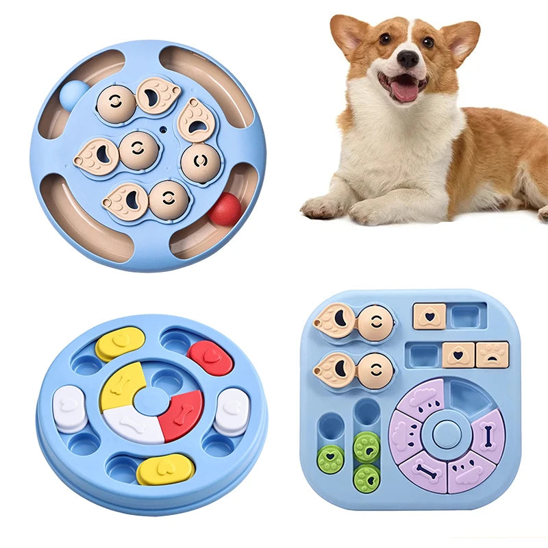 Dog Puzzle Toy Slow Feeder Bowl, Non Slip Treat Dispenser Food Safe Plastic, IQ Training Mental Stimulation Anti Choking Feeding Game For Small Medium Dogs Cats Boredom Relief