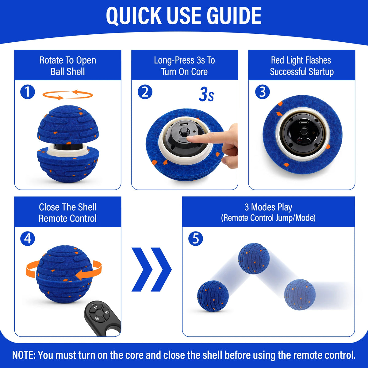 Smart Interactive Dog Toy, Indestructible E-TPU Toy Ball for Aggressive Chewers, Automatic Moving, Rechargeable Ball for Small/M