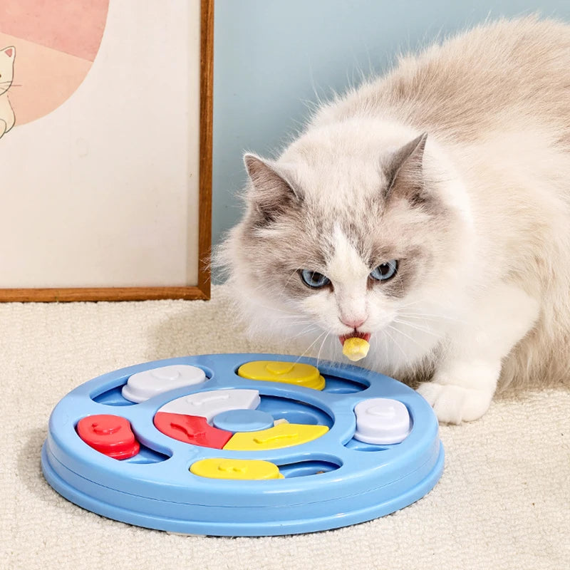 Dog Puzzle Toy Slow Feeder Bowl, Non Slip Treat Dispenser Food Safe Plastic, IQ Training Mental Stimulation Anti Choking Feeding Game For Small Medium Dogs Cats Boredom Relief