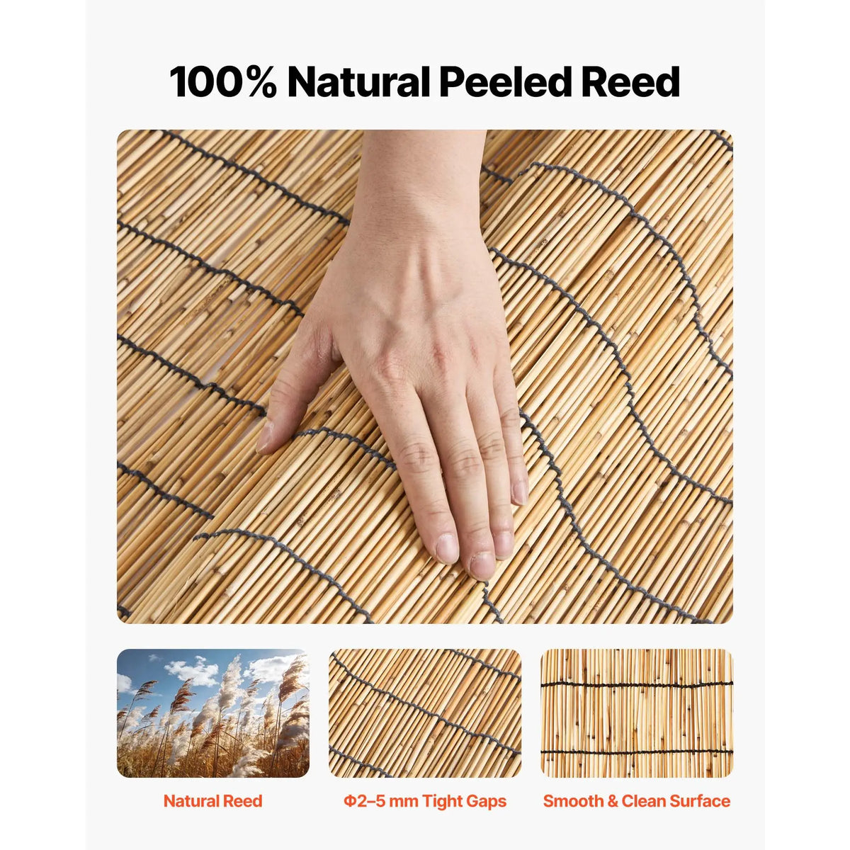 Natural Reed Fencing, 4 ft x 16.4 ft, Decorative Natural Reed Fencing Roll, Decorative Fence for Backyard Garden Divider, Privacy Screen Panel Curtain for Balcony Patio Garden Backyard Outdoor