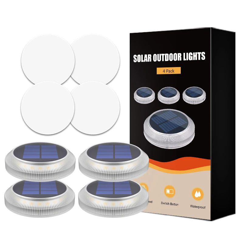 5 Years Lifespan Solar Deck Lights IP68 Waterproof Auto On/Off 5-Ton Anti-Pressure LED Step Lights for Garden Yard Solar Path Lighting