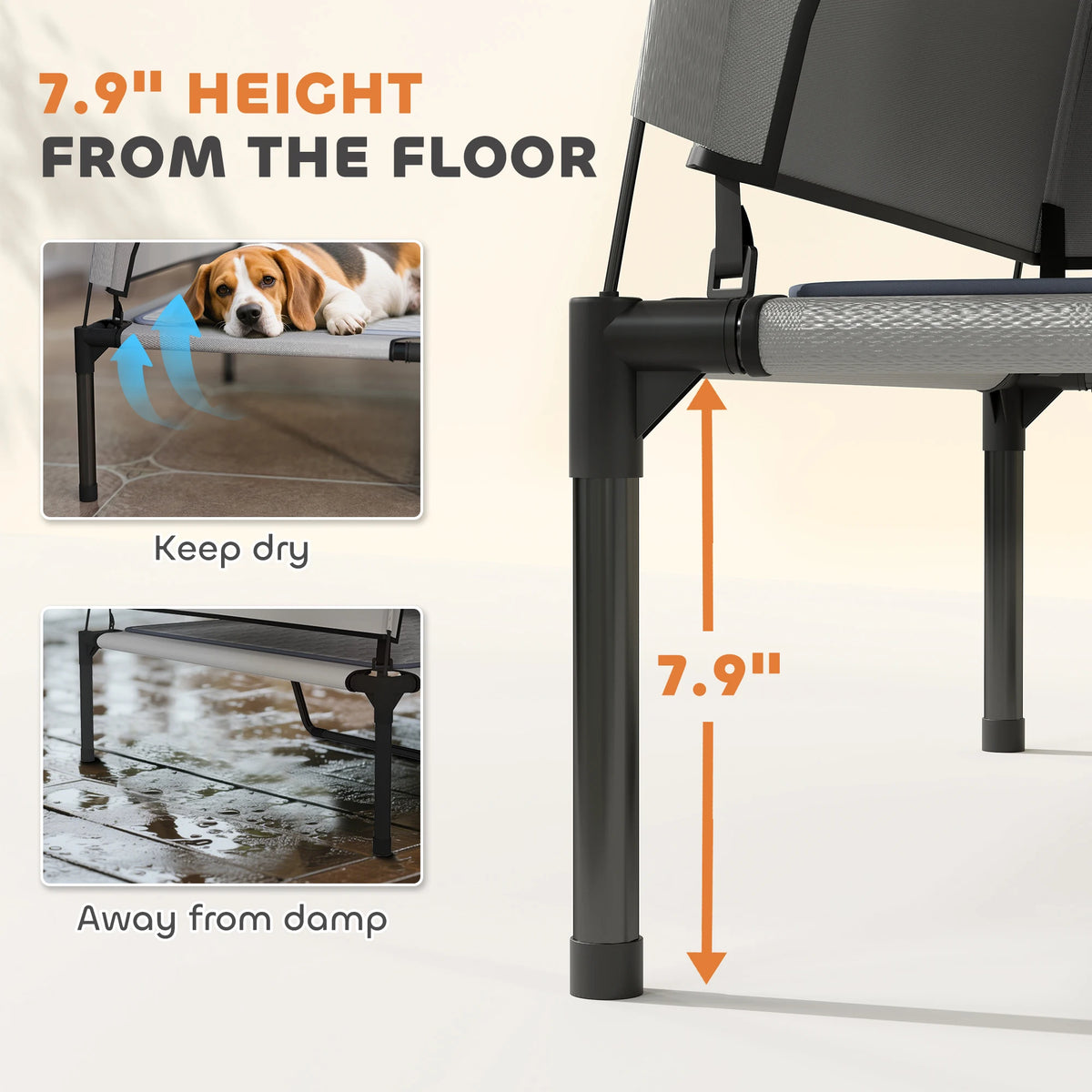 Portable Elevated Dog Bed with Removable Canopy Cooling Pad Storage Bag 36 X 29.5 X 35 Pet Cot for Outdoor Use