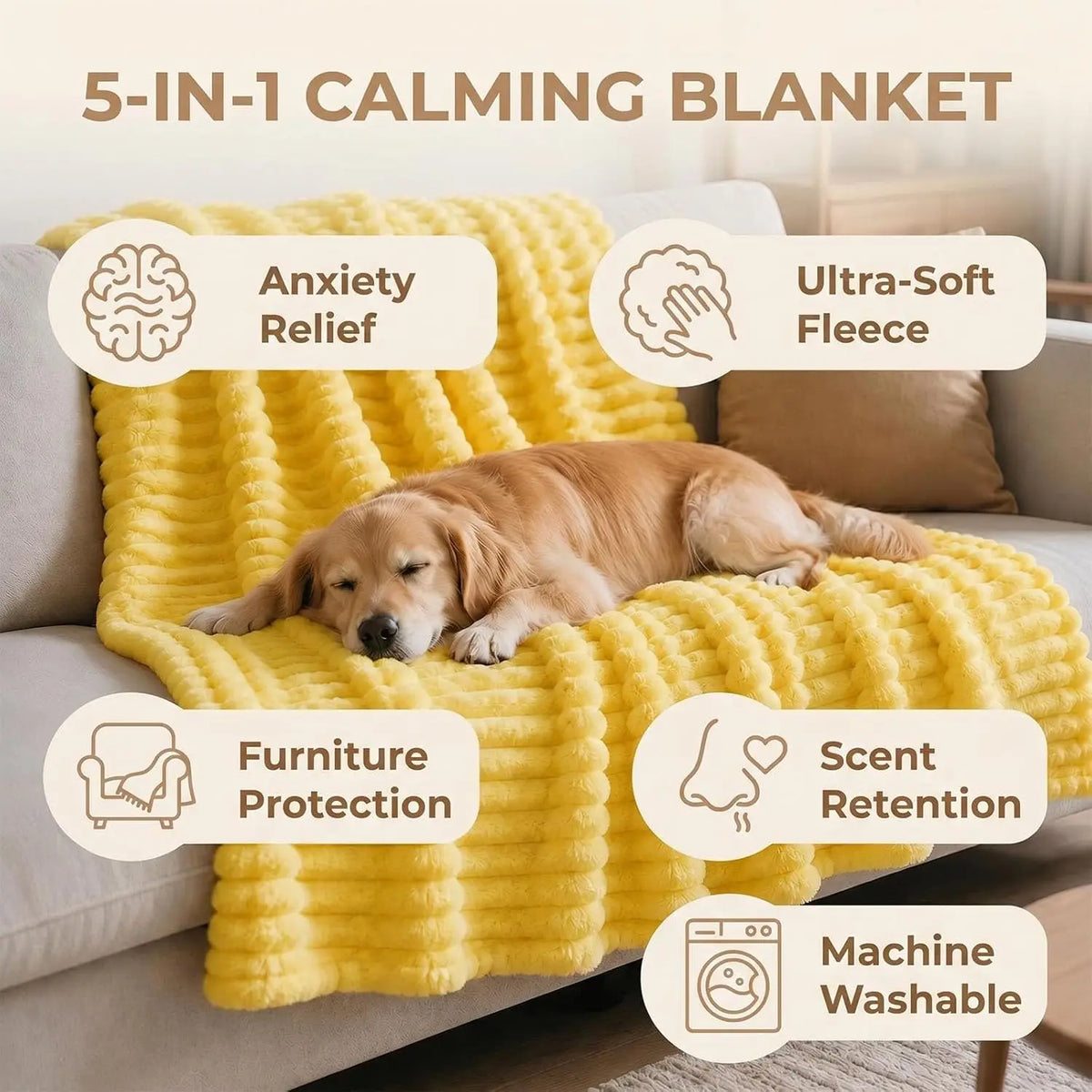 Emotional Support Blanket for Dogs, Yellow Dog Blanket (Dark Blue,27x39in)