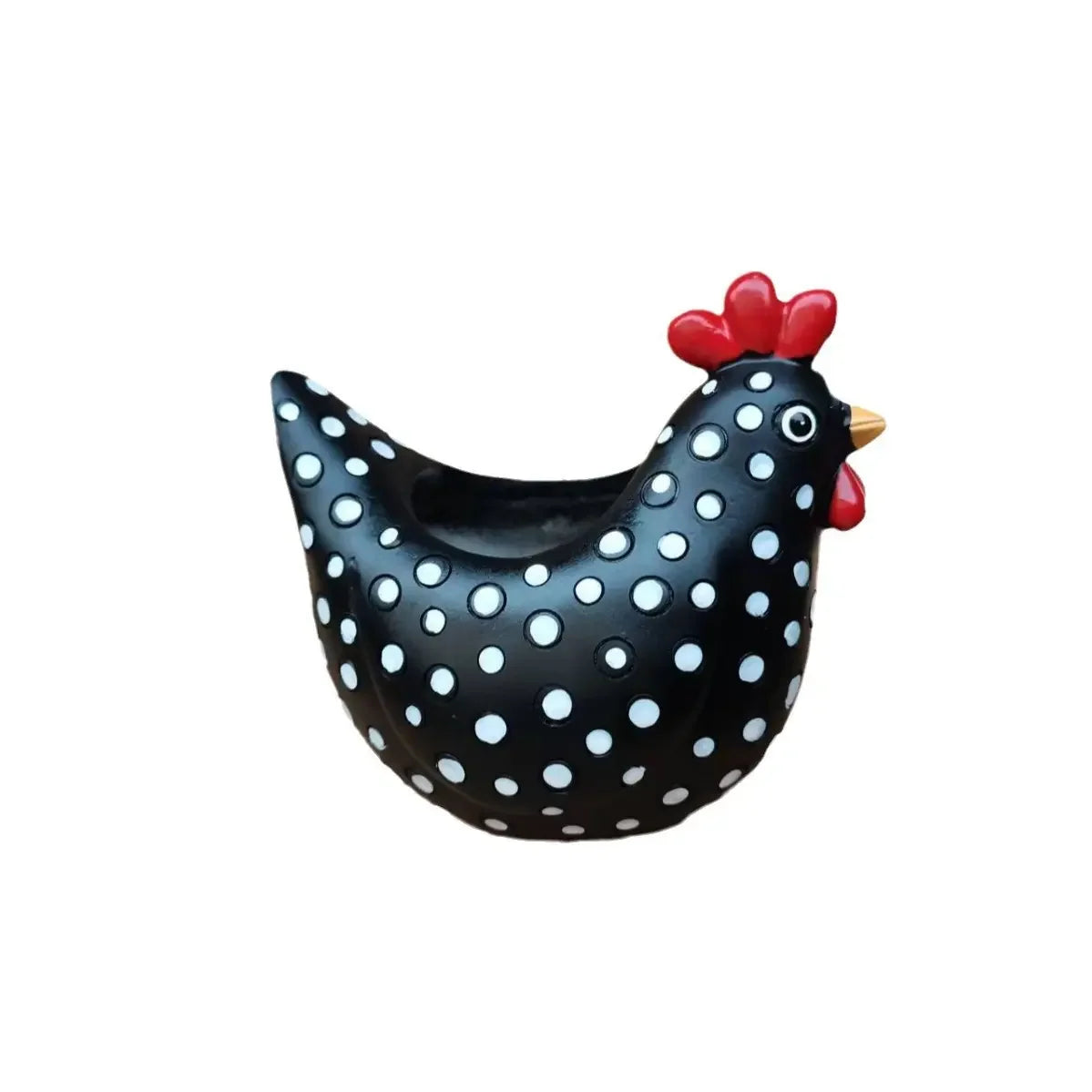 1Pc Resin Rooster Sculpture Planter, Cute Polka Dot Chicken Succulent Pot, Artistic Decor Statue Planting Container Planter Pots for Garden, Desktop, Home, Outdoor Courtyard, Terrace & Farmhouse