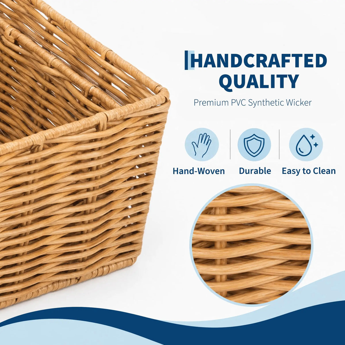 Rectangular Wicker Basket With Lid And Storage Rack 2 Piece