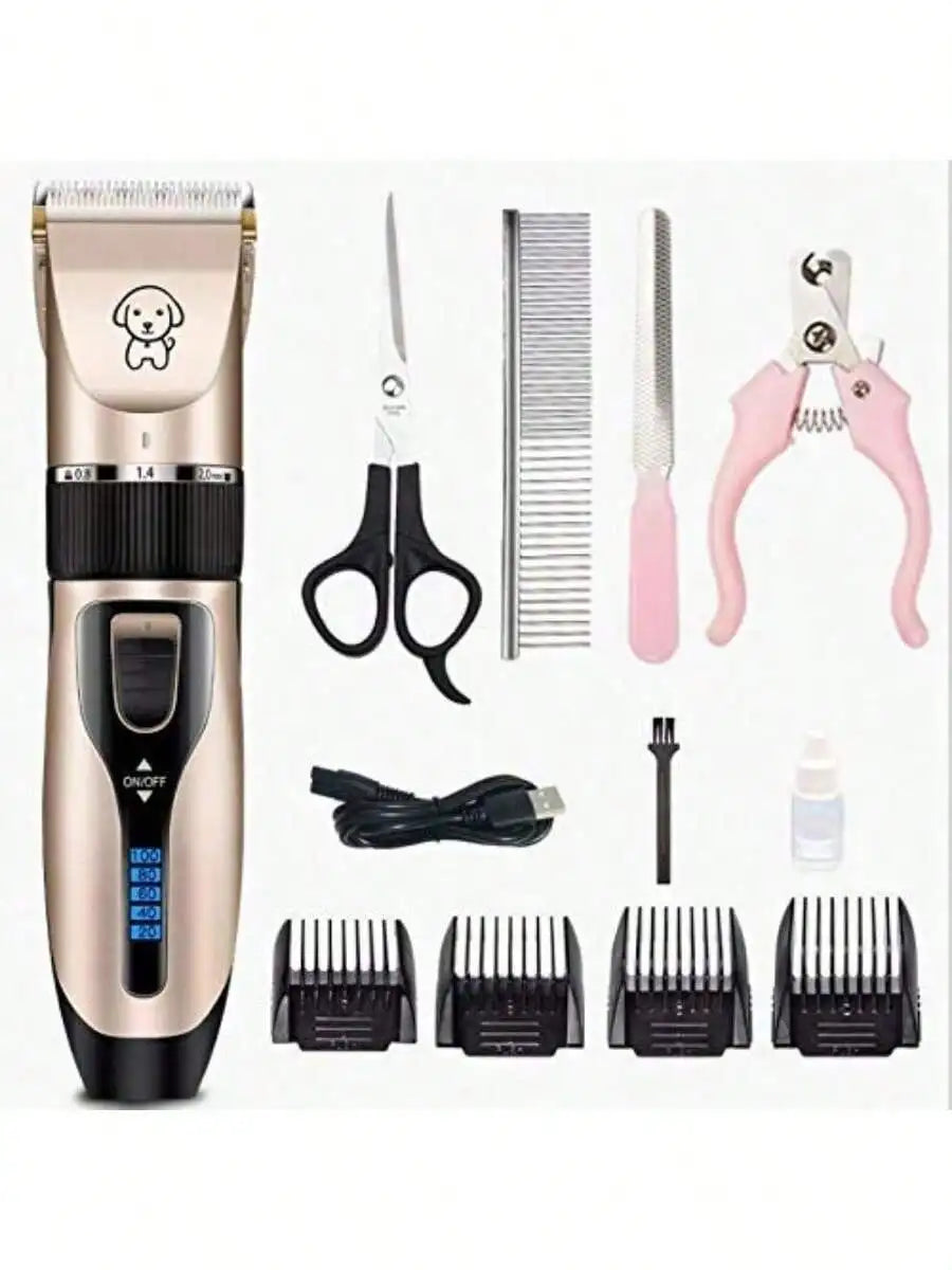 Professional USB Dog Clippers Low Noise Rechargeable Pet Trimmers Cordless Pet Grooming Kit Electric Pet Hair Clippers Dog Shavers With LED Display Nail Kits Replacement Blade
